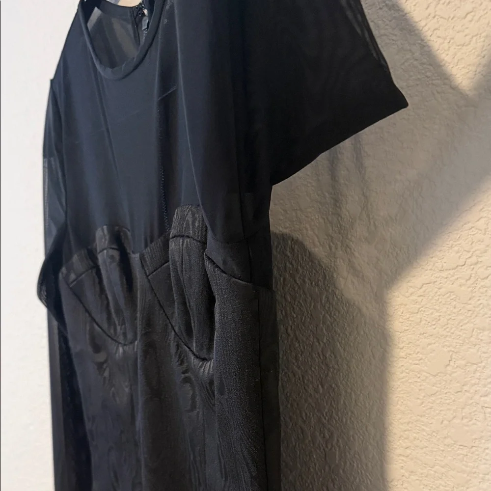 Alice + Olivia Takako Mesh Black Crew Neck Mini Dress - Picture 5 of 10
